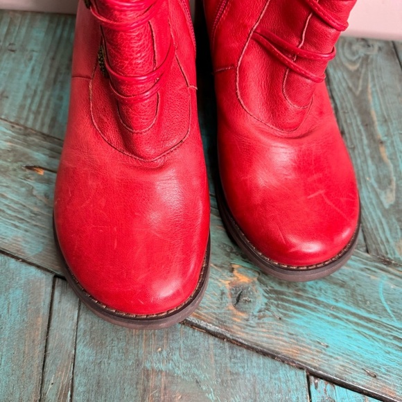 Miz Mooz Normandy Red Leather Mid Calf Boot Size 7.5 - Picture 4 of 13